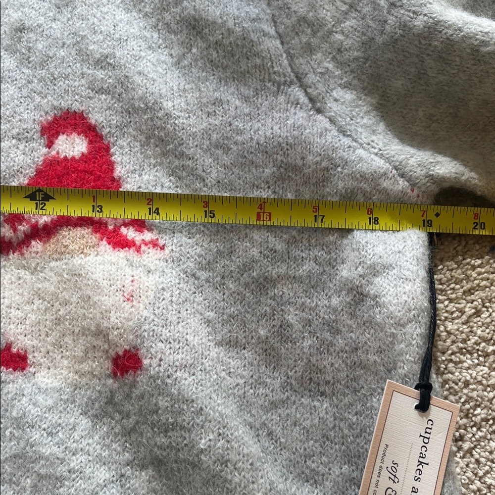 NWT Cupcakes & Cashmere Festive Gnomes Ugly Christmas Holiday Sweater Grey Large - Picture 7 of 10
